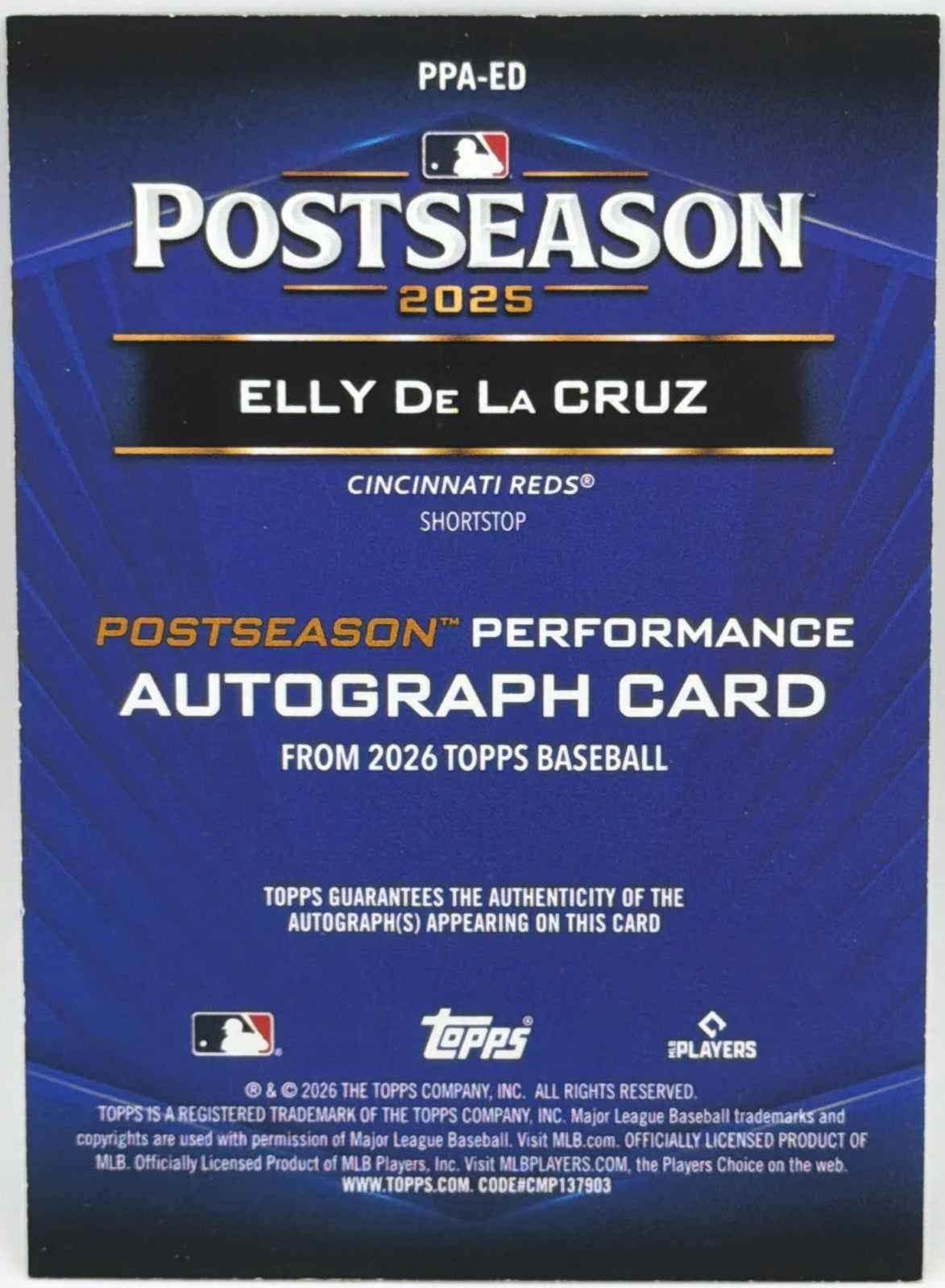 2026 Topps Series 2 Elly De La Cruz On Card Auto /50