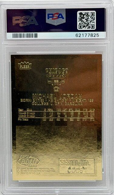1998 Fleer 23kt Gold Michael Jordan Holographic Foil Autograph PSA 9