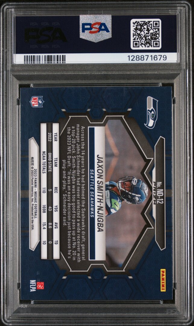 2023 Panini Mosaic Jaxon Smith-Njigba Honeycomb SSP PSA 9