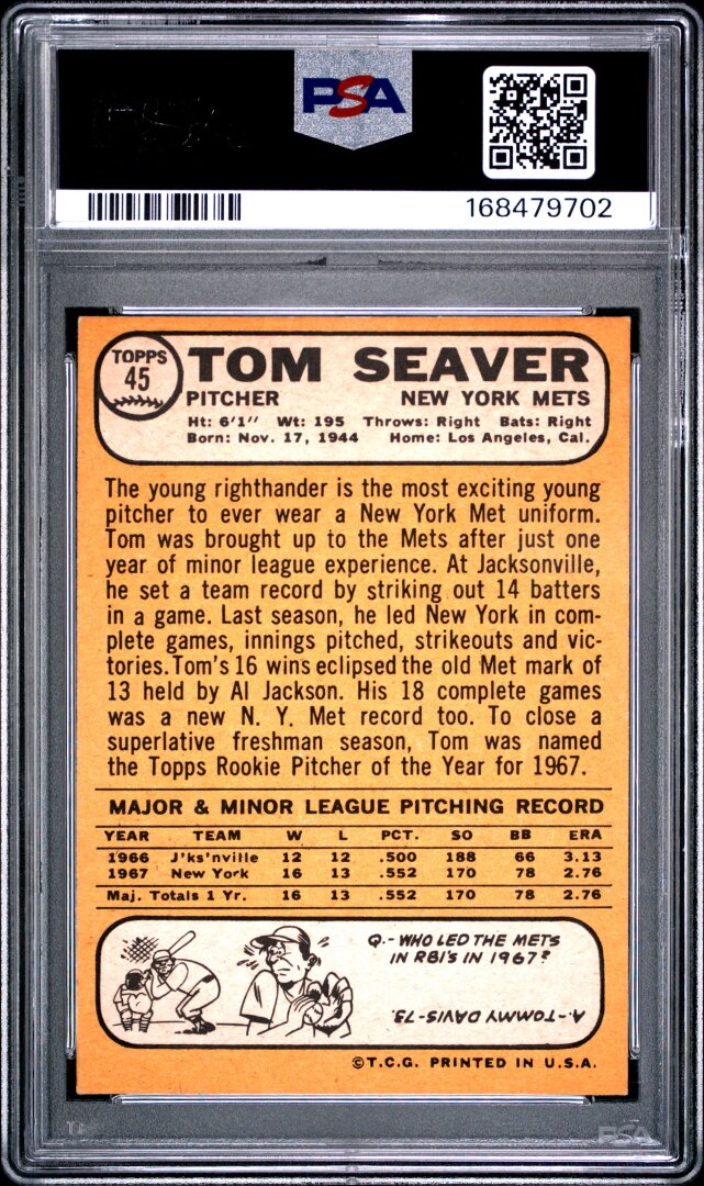 1968 Topps #45 Tom Seaver All-star Rookie PSA 4
