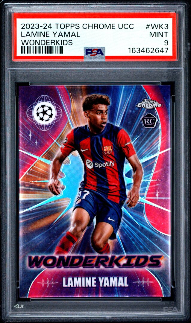 2023 Topps Chrome UEFA Club Competitions Wonderkids Lamine Yamal RC PSA 9 #WK3