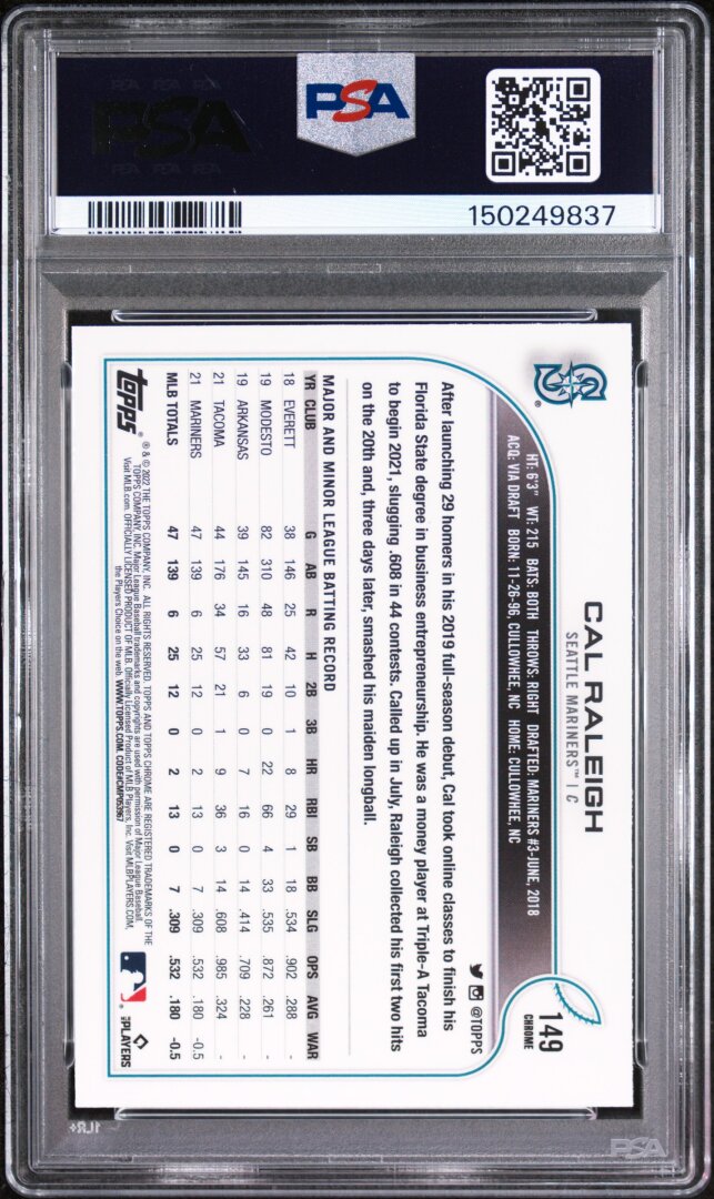 2022 Topps Chrome Cal Raleigh RC PSA 9 #149