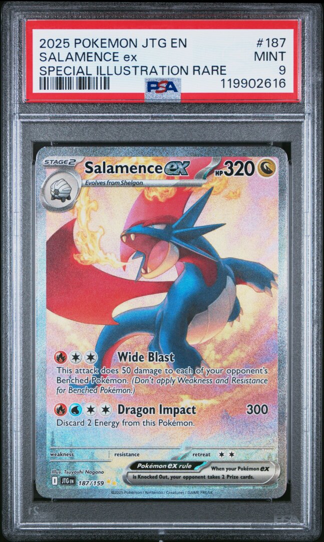 2025 Pokemon Journey Together Salamence Ex Special Illustration Rare PSA 9 #187