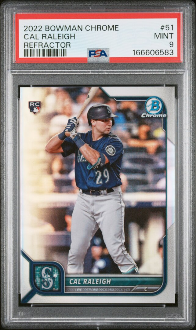 2022 Bowman Chrome #51 Cal Raleigh Refractor PSA 9