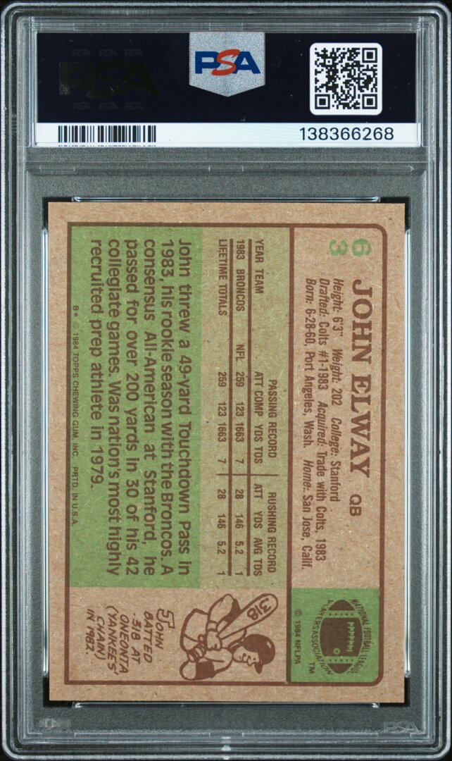 1984 Topps John Elway RC PSA 8 #63
