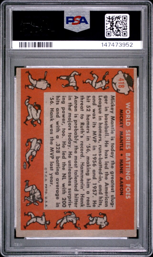 1958 Topps Mantle/Hank Aaron W.S Batting Foes PSA 3 #418