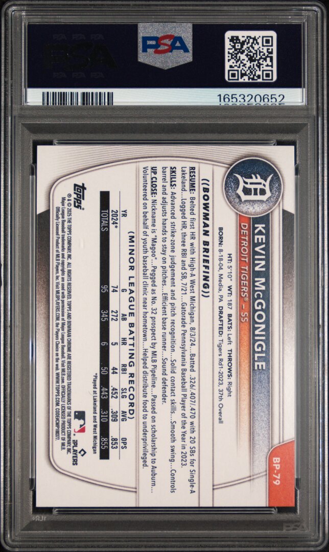 2025 Bowman Paper Prospects #BP79 Kevin Mcgonigle PSA 10