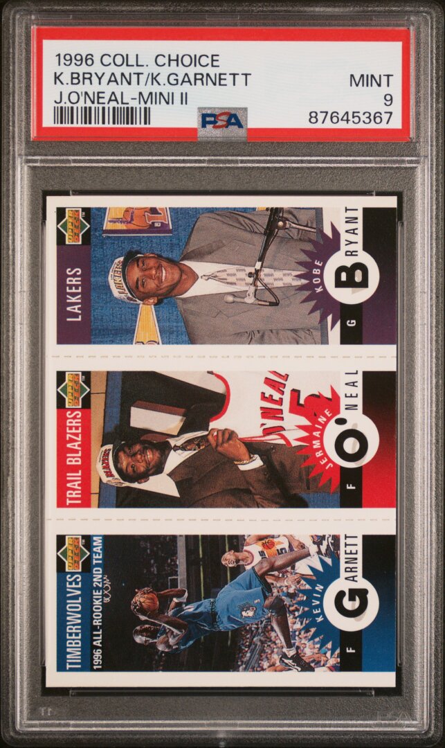 1996 Collector's Choice Mini Kobe Bryant / Garnett / O'Neal PSA 9