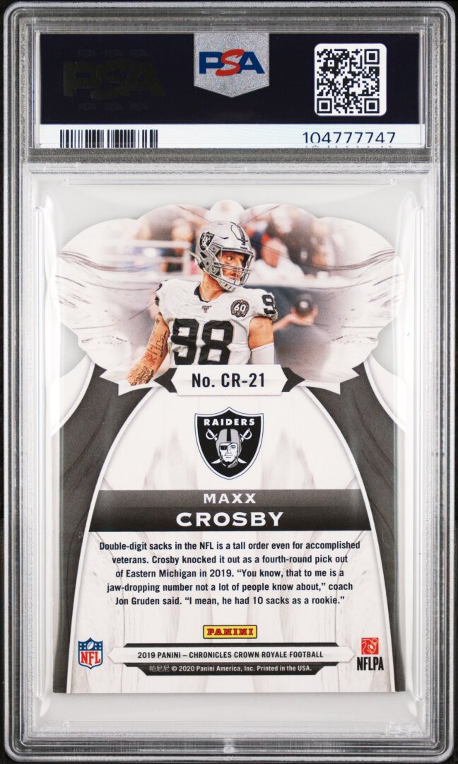 2019 Panini Chronicles Crown Royale Maxx Crosby Red /199 PSA 9