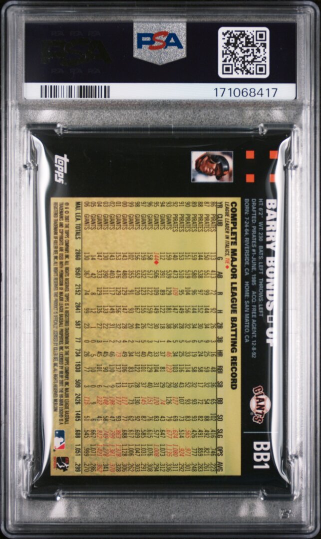 2007 Topps Factory Set Barry Bonds Touched Base Relic PSA 7
