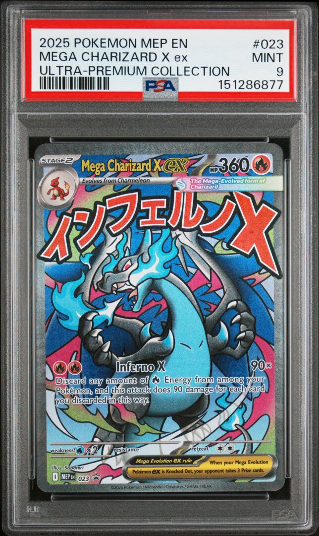 2025 Pokemon English ME Black Star Promo Mega Charizard X ex UPC PSA 9 #023