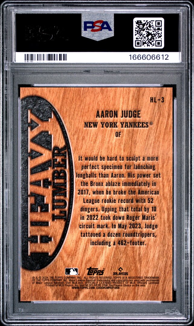 2024 Topps Heavy Lumber Aaron Judge PSA 10 #HL3