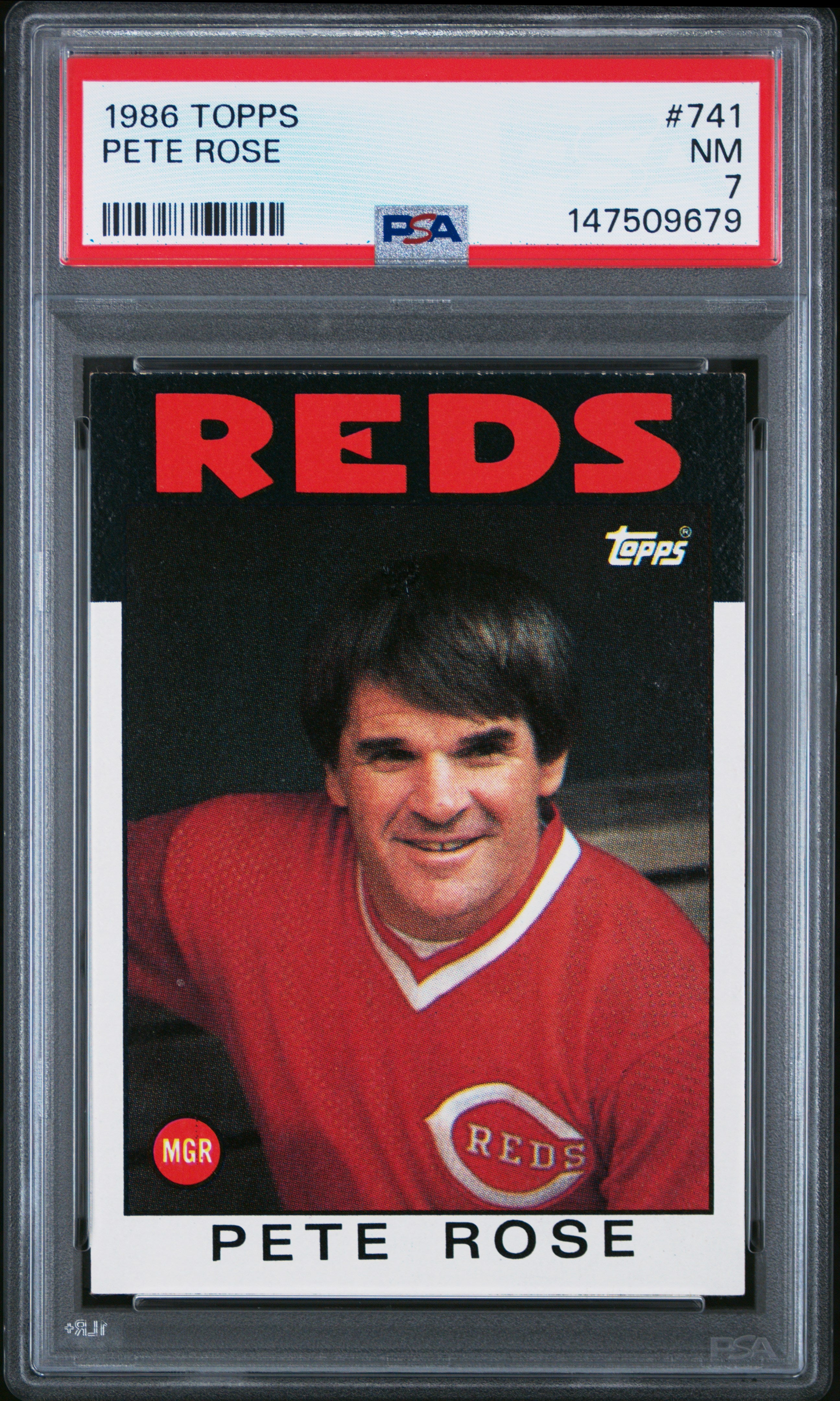 1986 TOPPS 741 PETE ROSE PSA 7 - front