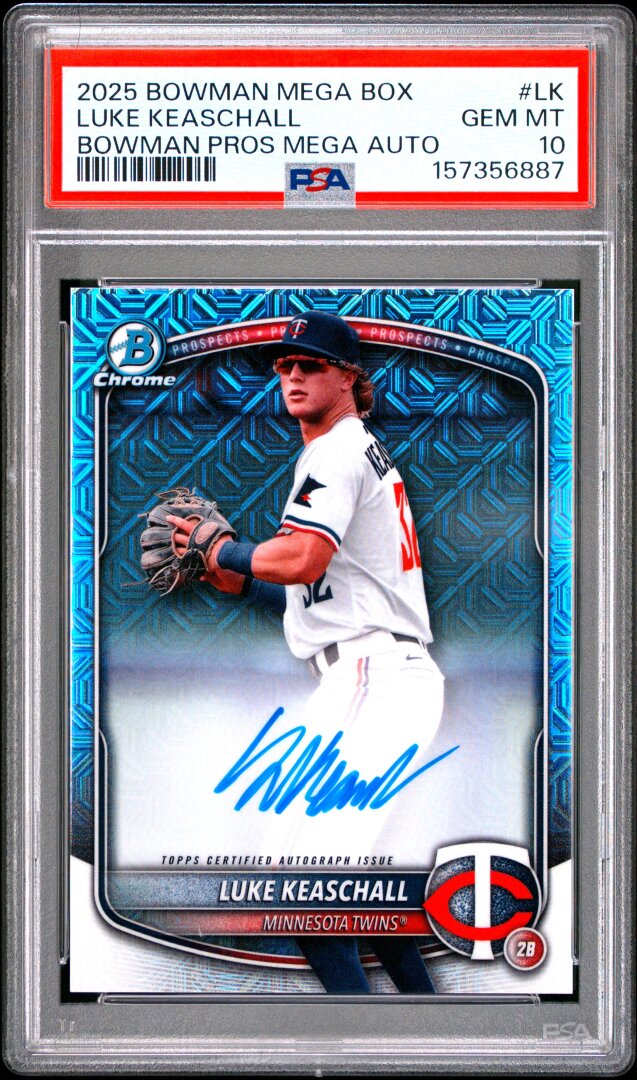 2025 Bowman Mega Box Luke Keaschall Auto Prospect Minnesota Twins PSA 10