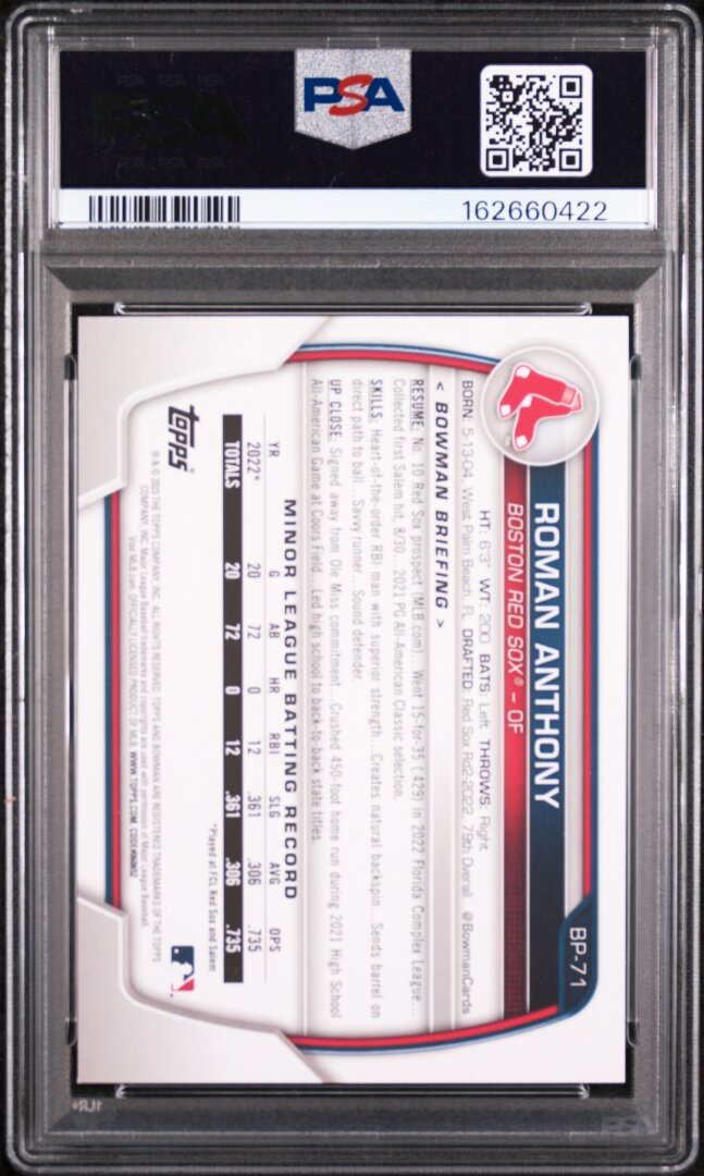 2023 Bowman Paper Prospects Roman Anthony PSA 10 #BP71