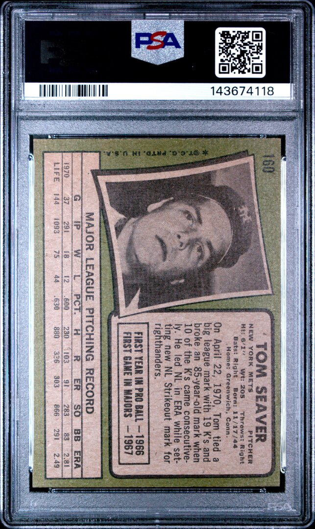 1971 Topps #160 Tom Seaver PSA 4