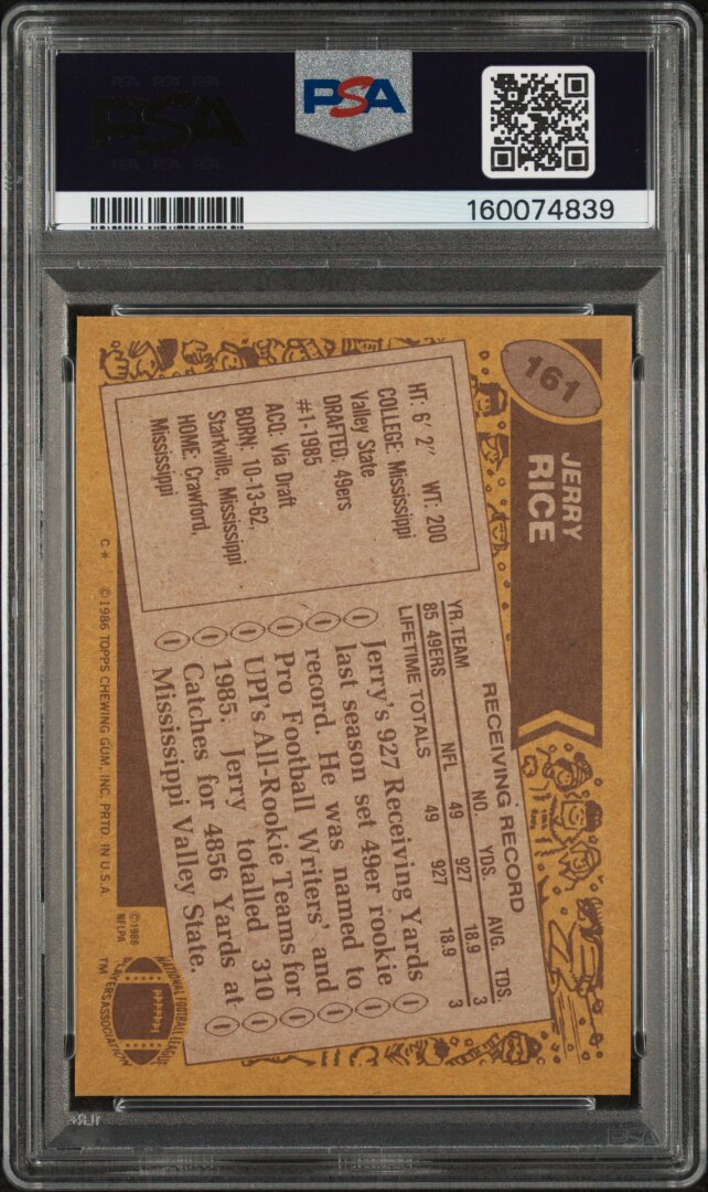 1986 Topps #161 Jerry Rice PSA 7