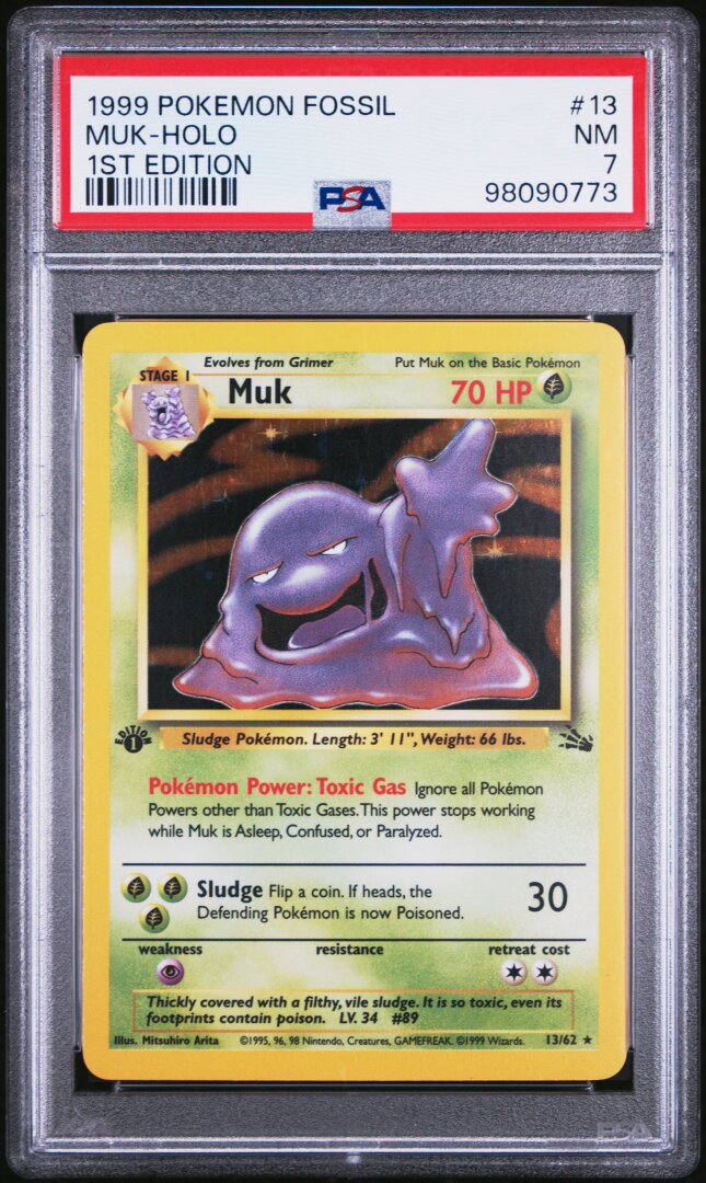 1999 Pokemon Fossil Muk-Holo 1st Edition PSA 7 #13