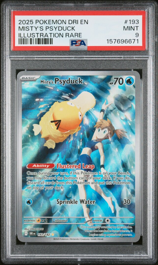 2025 Pokemon Dri En-Destined Rivals Misty's Psyduck Illustration Rare PSA 9 #193
