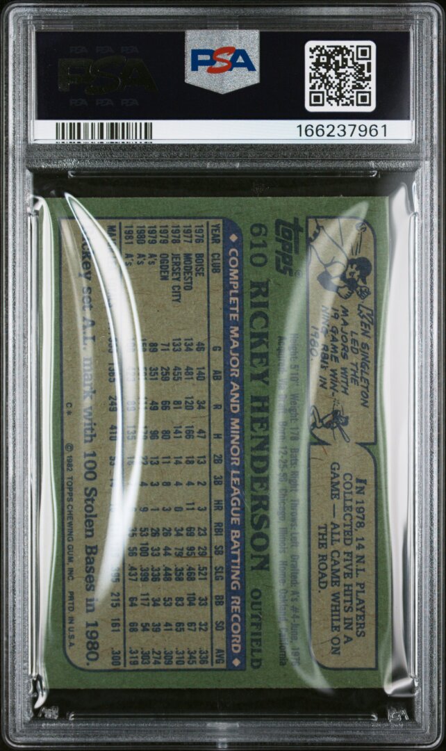 1982 Topps #610 Rickey Henderson PSA 8