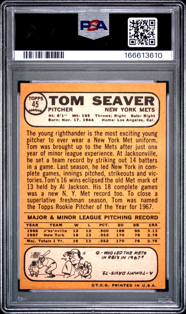 1968 Topps #45 Tom Seaver All-star Rookie PSA 3