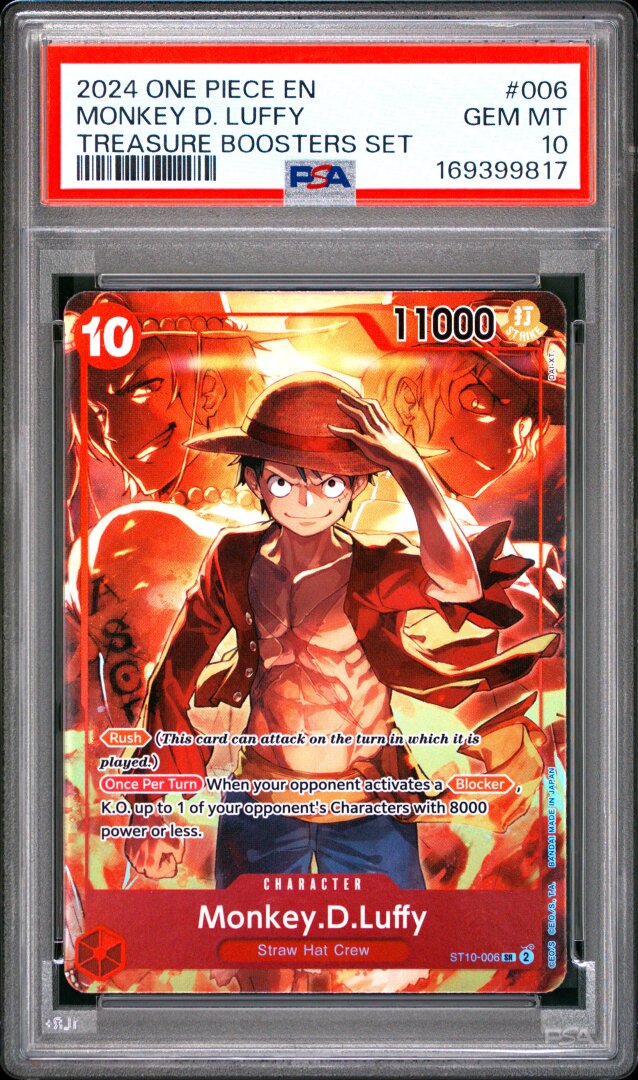 2024 One Piece Promos Monkey D. Luffy Treasure Boosters Set PSA 10 #006