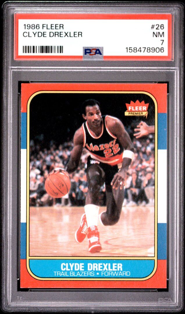 1986 Fleer Clyde Drexler PSA 7 #26