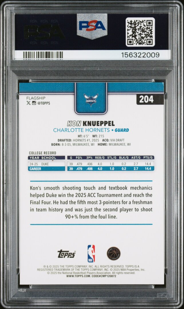 2025 Topps Kon Knueppel PSA 7 #204