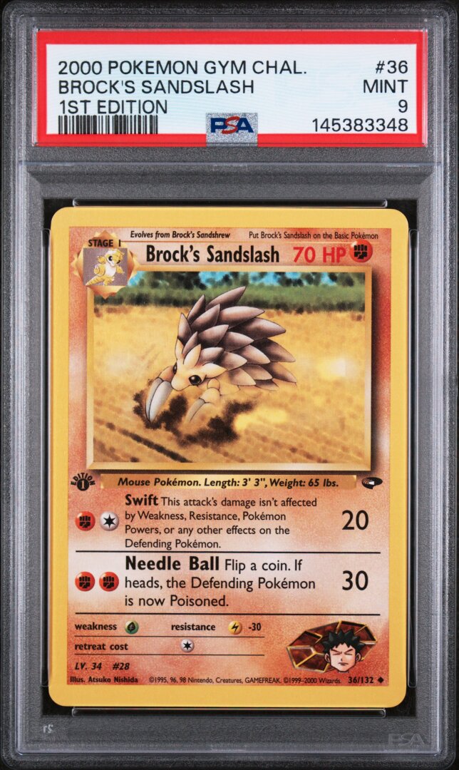 2000 Pokemon Gym Challenge Brock's Sandslash 1st Edition #36 PSA 9