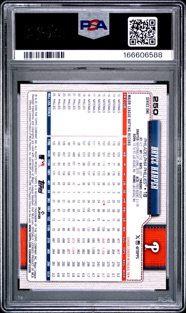2026 Topps #250 Bryce Harper Team Color Border PSA 9