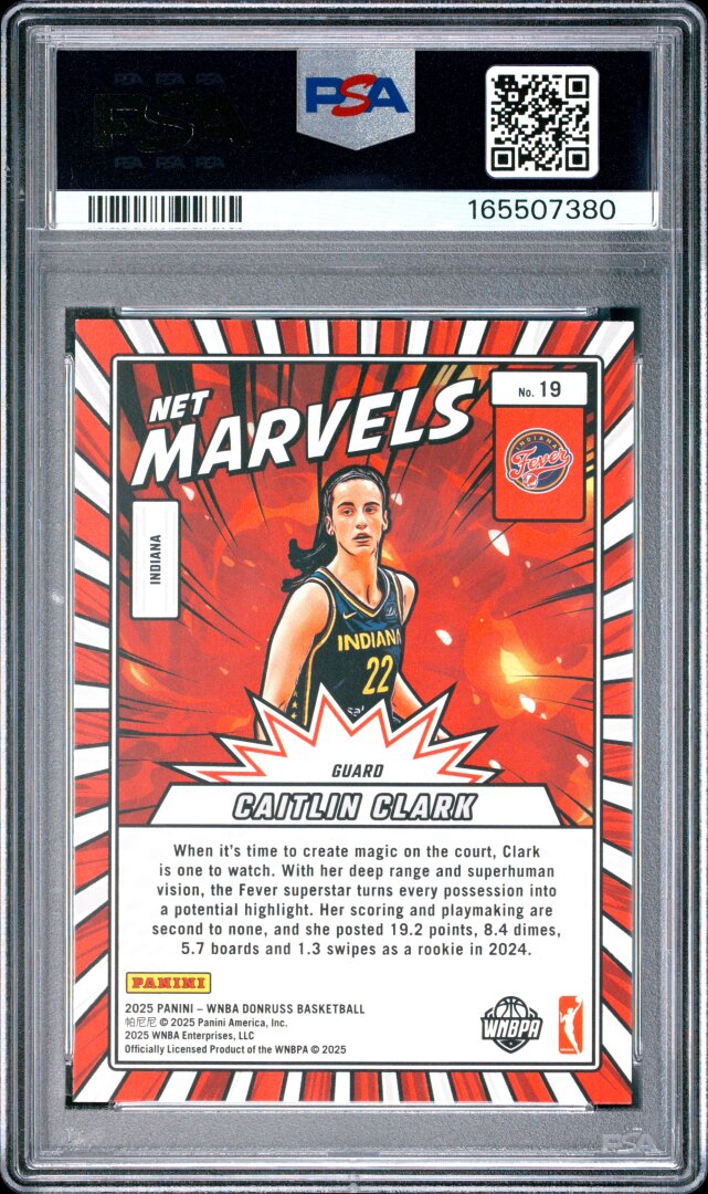 2025 Donruss WNBA Net Marvels Caitlin Clark Press Proof PSA 9 #19