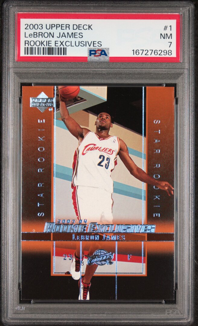2003 Upper Deck Rookie Exclusives Lebron James Rookie Exclusives PSA 7 #1