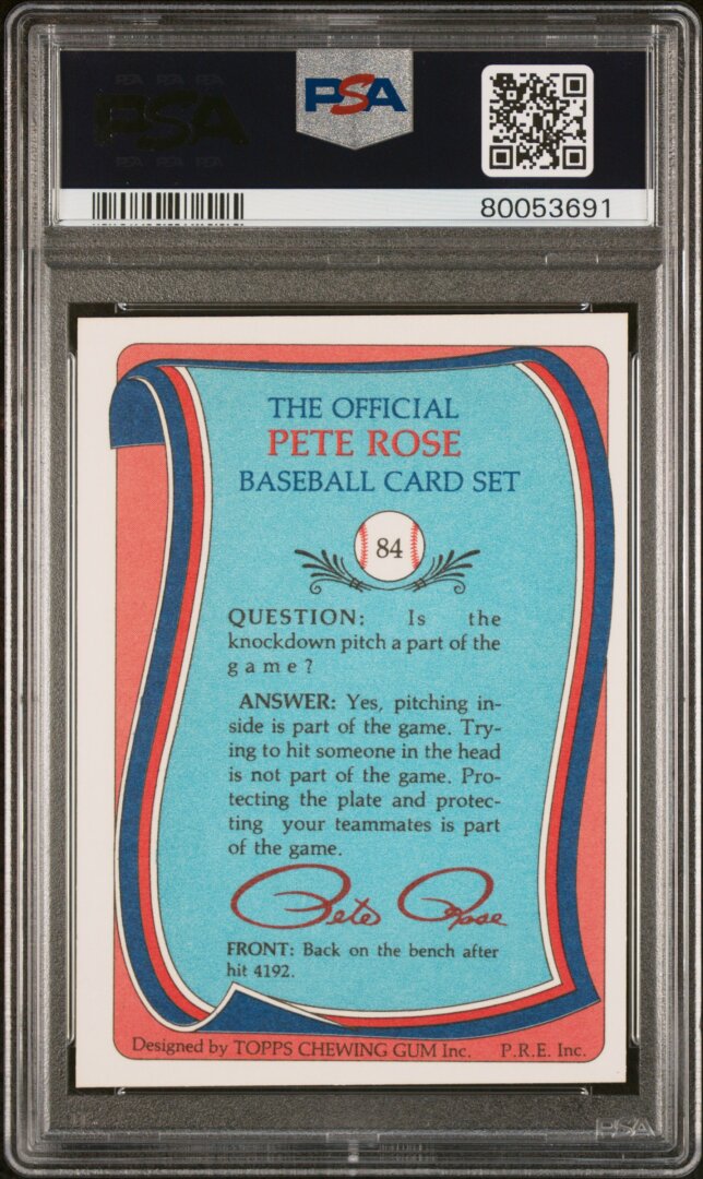 1986 Topps Pete Rose Knockdown Pitches PSA 9 #84
