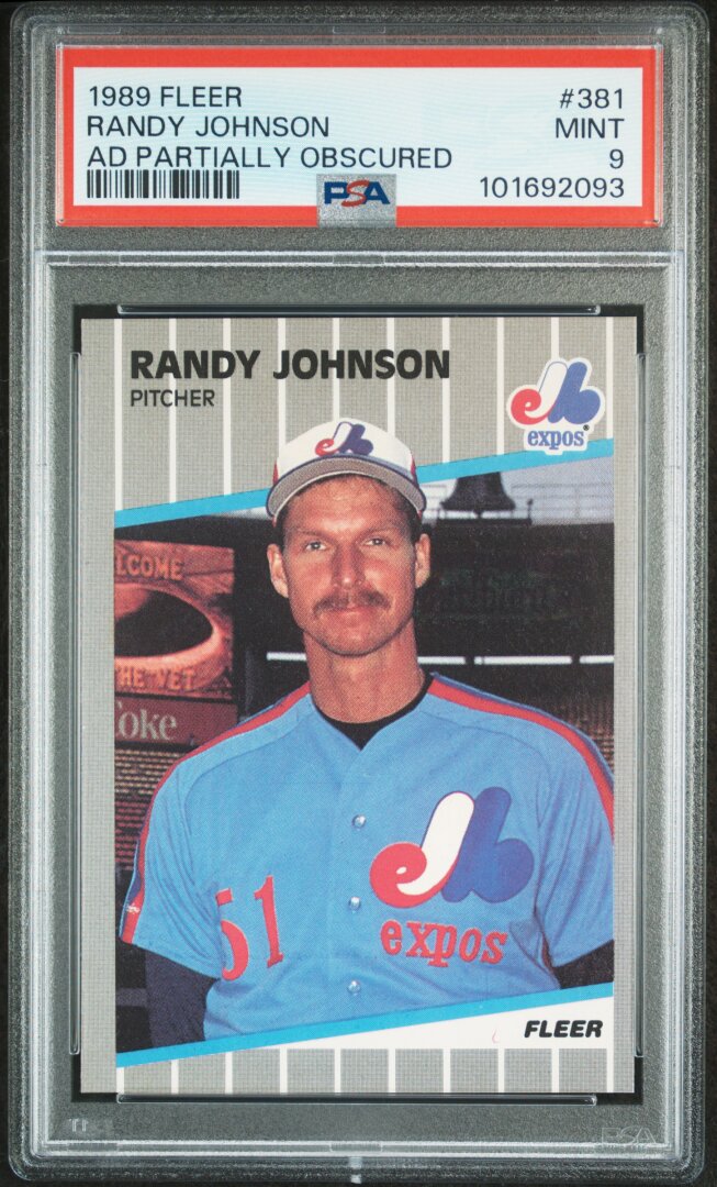 1989 Fleer Randy Johnson RC Ad Partially Obscured PSA 9 #381
