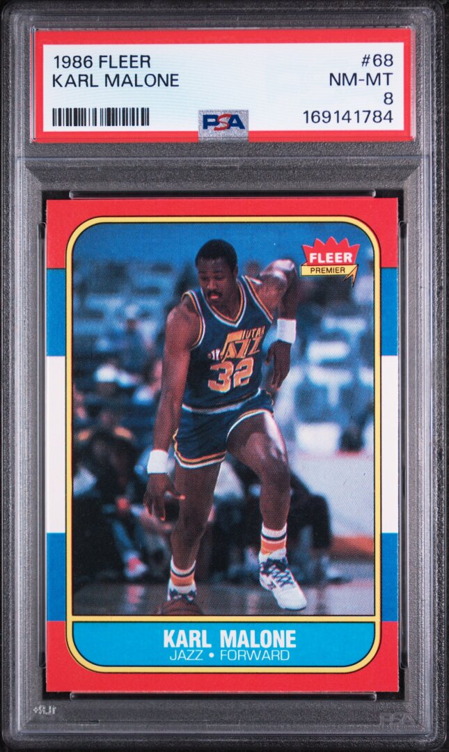 1986 Fleer Karl Malone RC PSA 8 #68