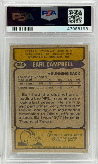 1979 Topps Earl Campbell RC PSA 8 #390