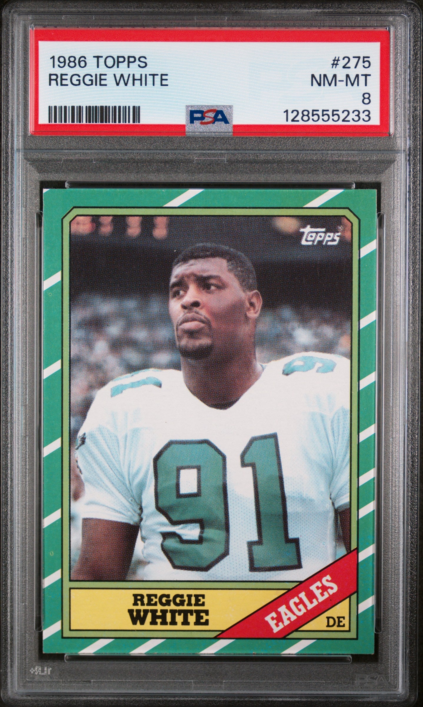 1986 TOPPS 275 REGGIE WHITE PSA 8 - front