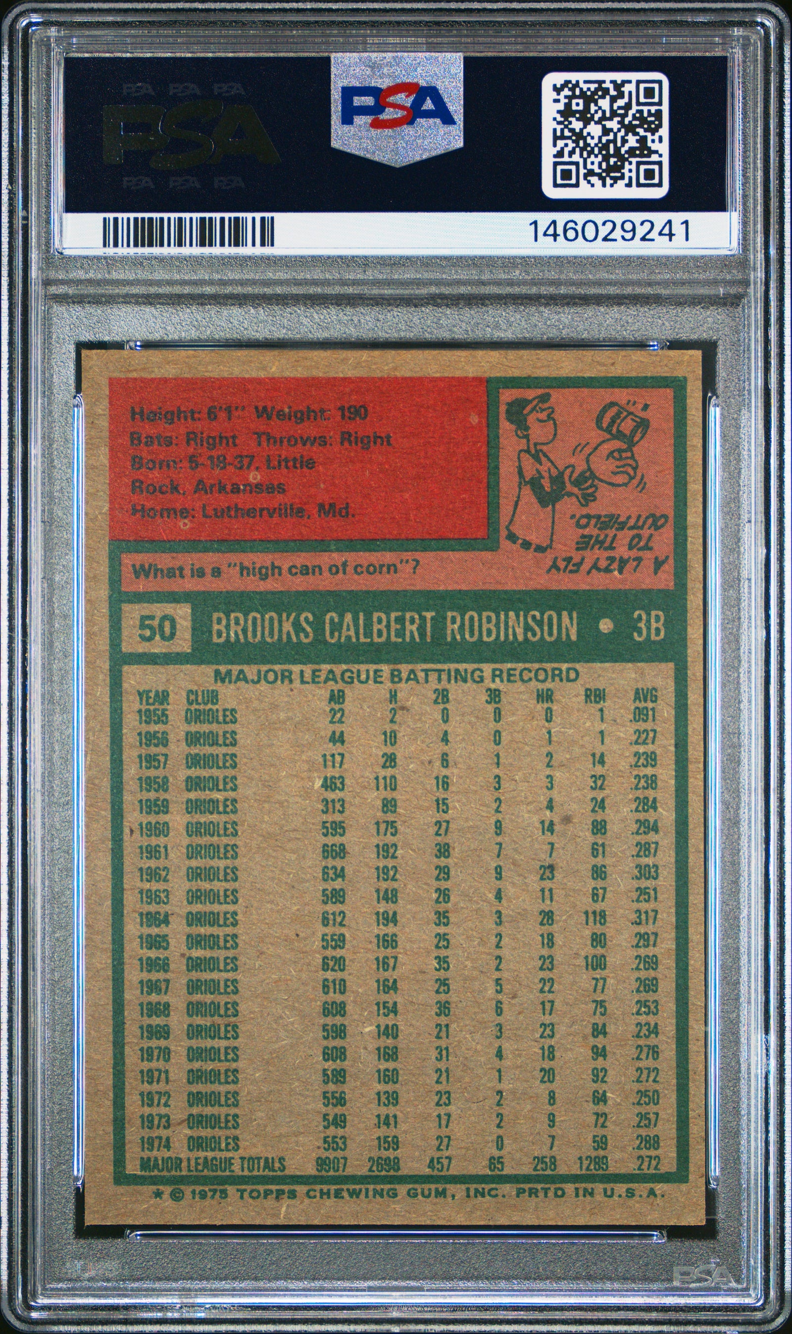 1975 Topps 50 Brooks Robinson PSA 6