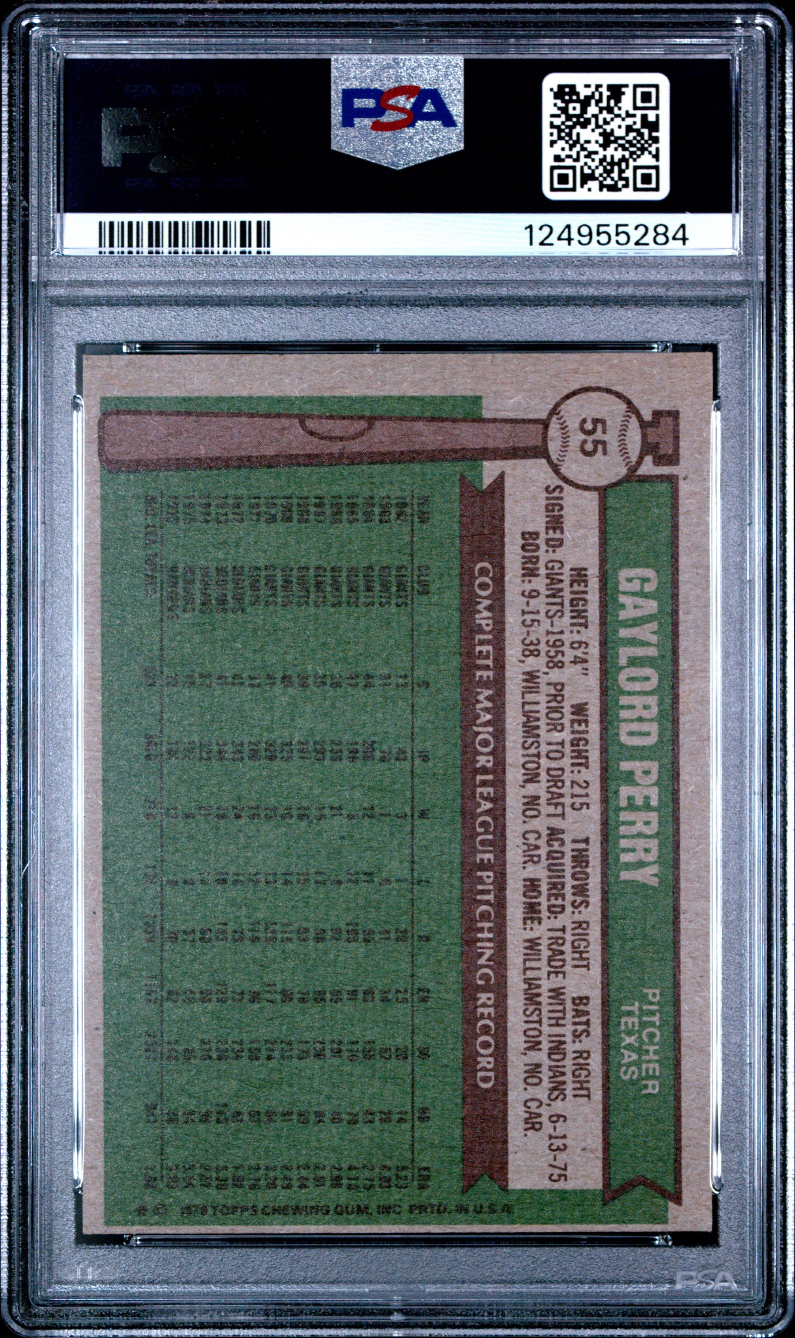1976 Topps 55 Gaylord Perry  PSA 8
