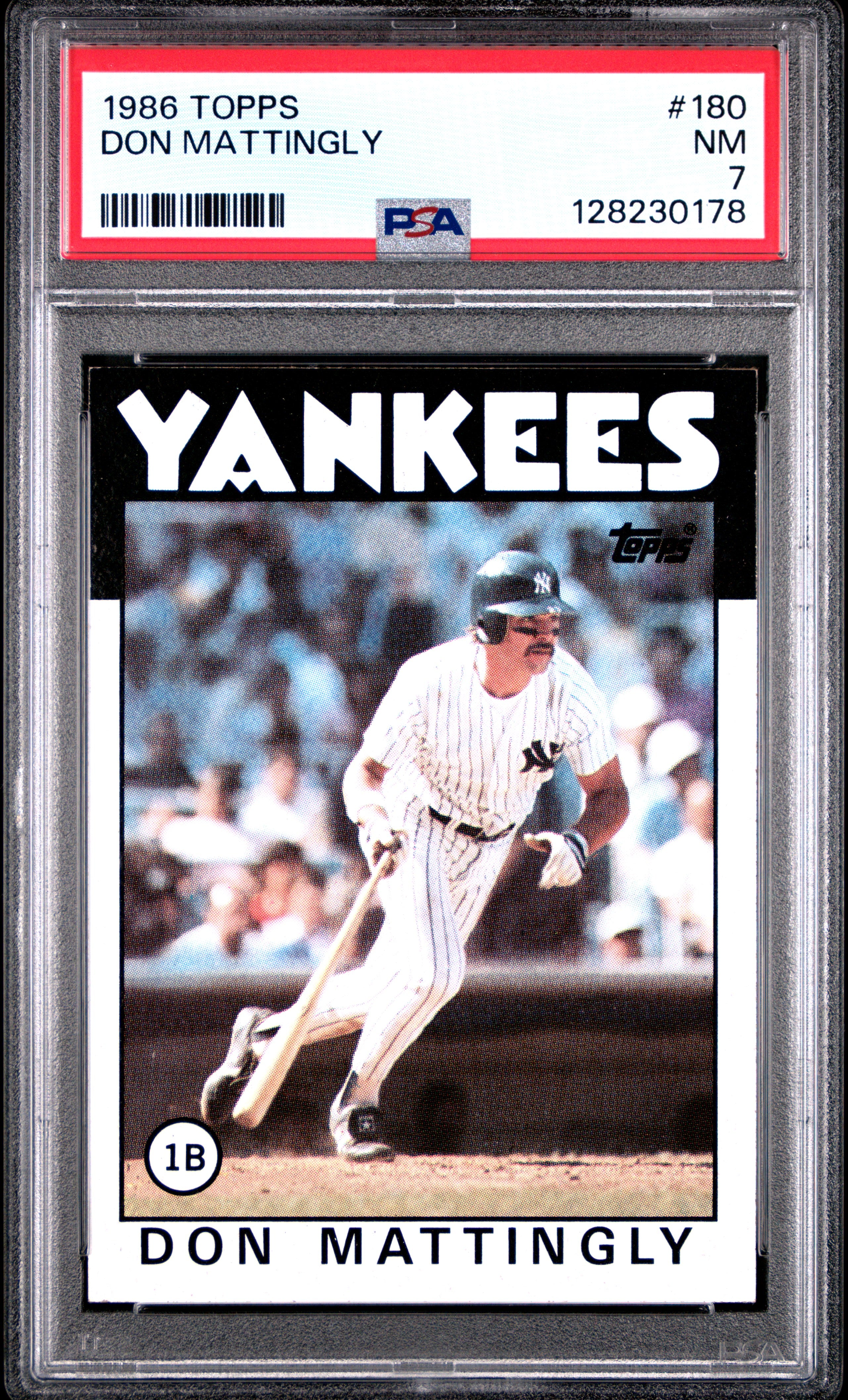 1986 TOPPS 180 DON MATTINGLY PSA 7 - front