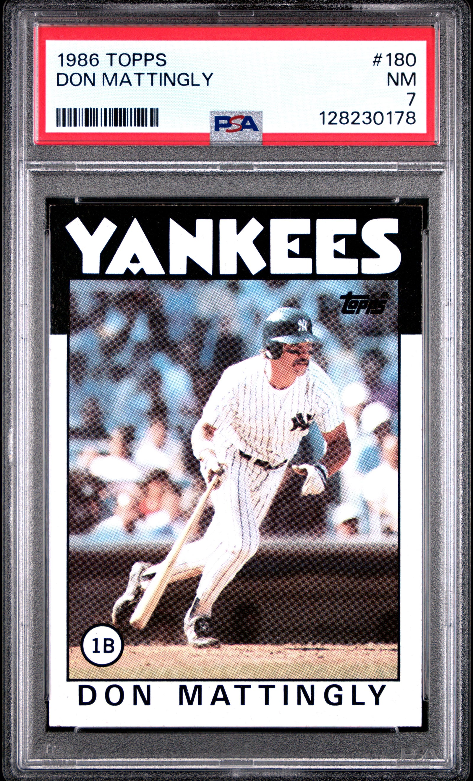 1986 TOPPS 180 DON MATTINGLY PSA 7 - front