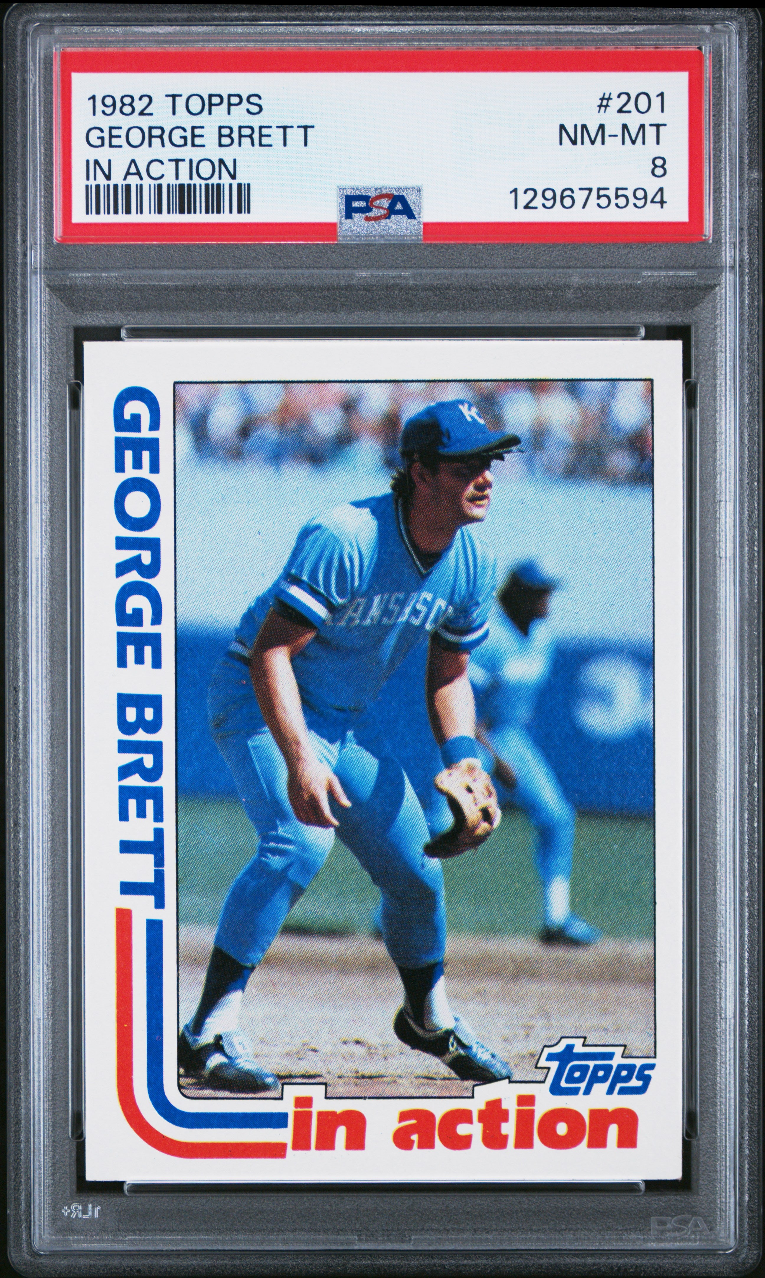 1982 TOPPS 201 GEORGE BRETT IN ACTION PSA 8 - front