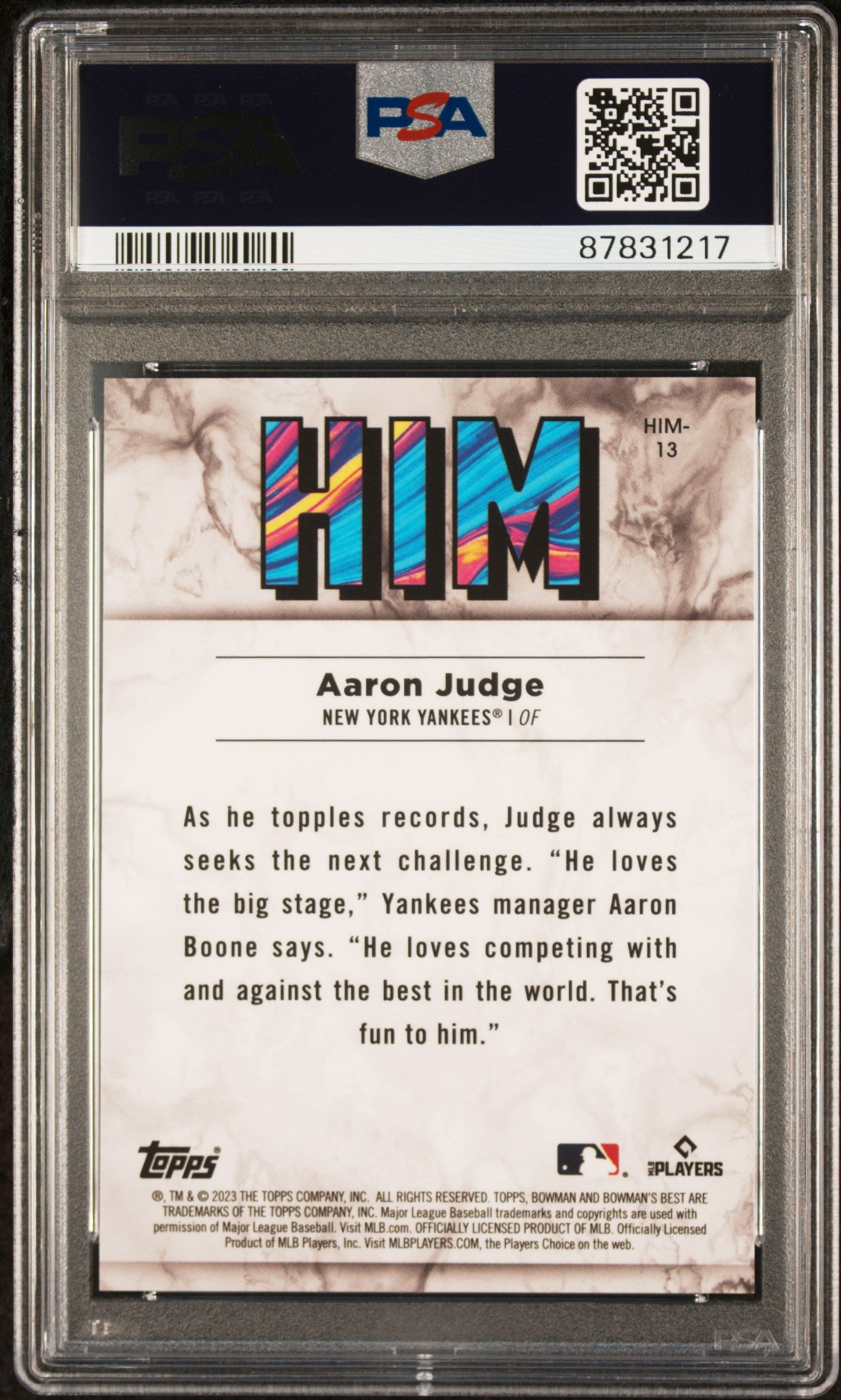 2023 Bowman'S Best Him Him13 Aaron Judge PSA 9