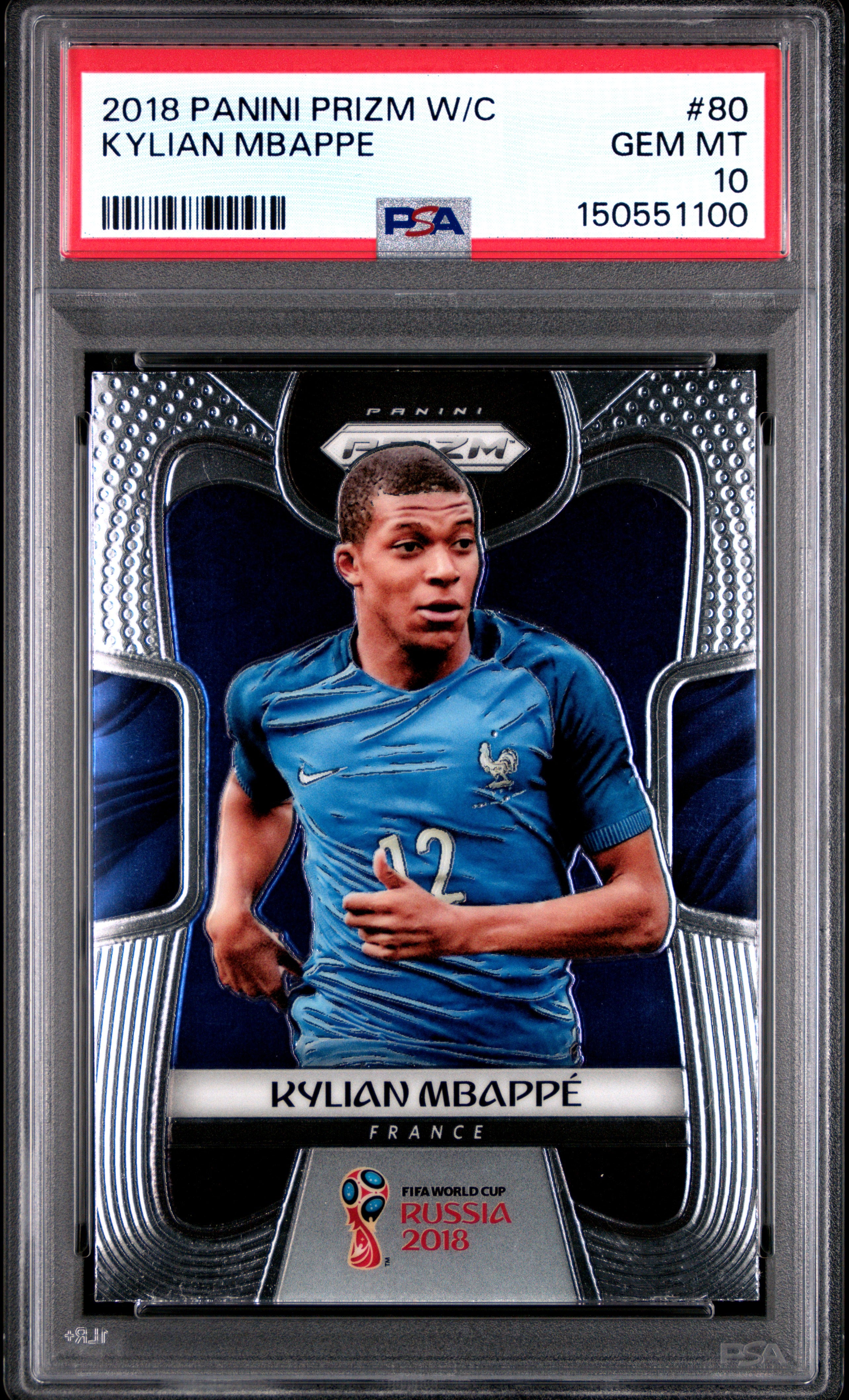 2018 PANINI PRIZM WORLD CUP 80 KYLIAN MBAPPE PSA 10 - front