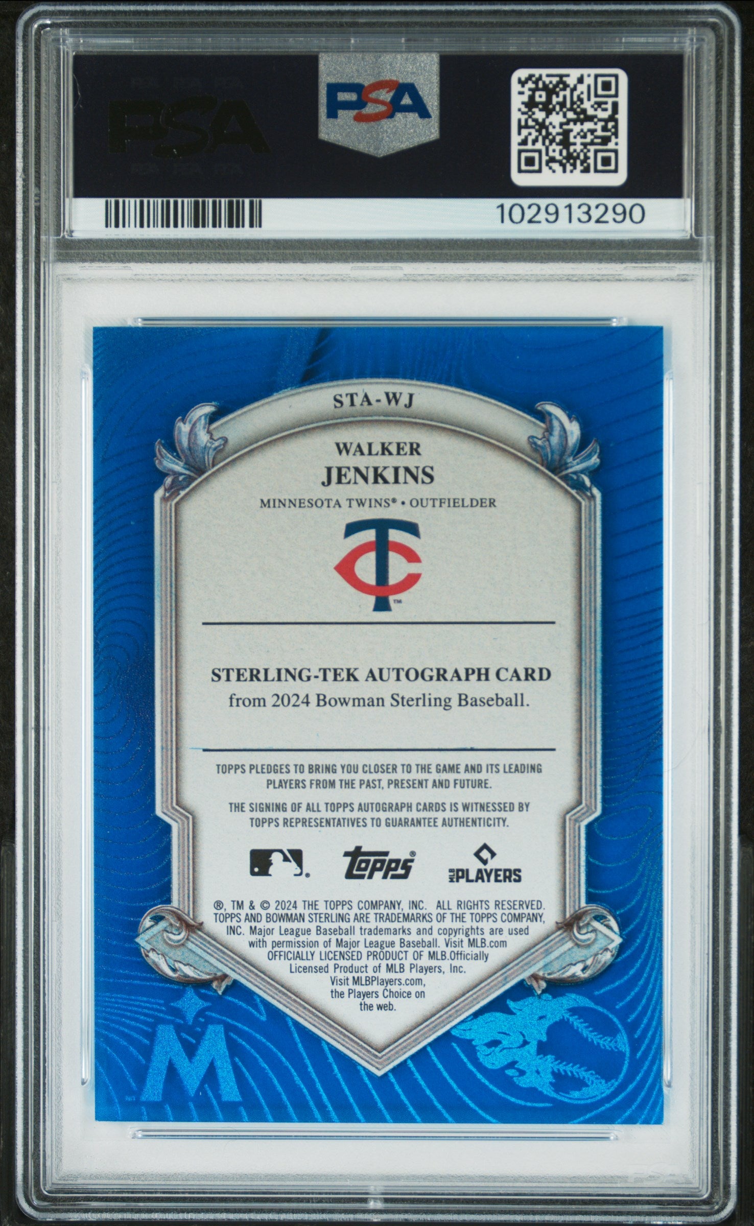2024 Bowman Sterling Sterling Tek Autographs Stawj Walker Jenkins Blue Refractor PSA 9