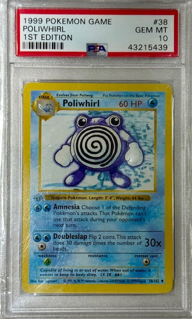 1999 Pokemon Game Poliwhirl 1st Edition #38 PSA 10