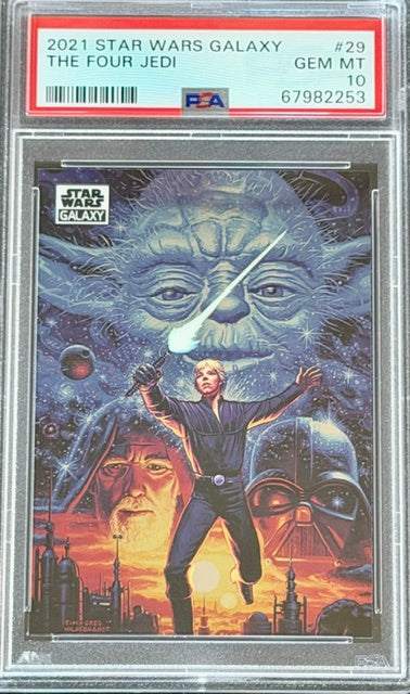 2021 TOPPS CHROME STAR WARS GALAXY #29 THE FOUR JEDI PSA 10