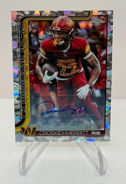 2025 Topps Chrome Jacory Croskey-Merritt RC Auto Variation /14