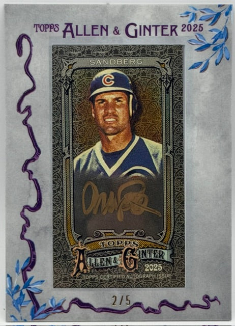 2025 Topps Allen & Ginter X Ryne Sandberg Gold On Card Auto /5