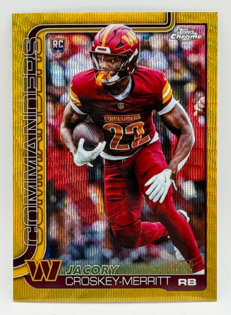 2025 Topps Chrome Jacory Croskey-Merritt RC Gold Wave /50